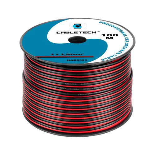 Cabletech 2,5mm CCA reproduktorový kabel černý a červený KAB0393