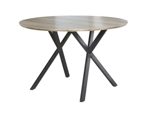 Kondela 297845 Jídelní stůl dub šedý, černá průměr 100 cm AKTON 58 x 124 x 75 cm