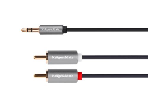 3,5 jack stereo kabel - 2 rca 5m Kruger & Matz Basic šedý KM1217