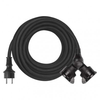 Emos Venkovní prodlužovací kabel 10 m P0601, 2 zásuvky, 3× 1,5mm2, černý 1901021001