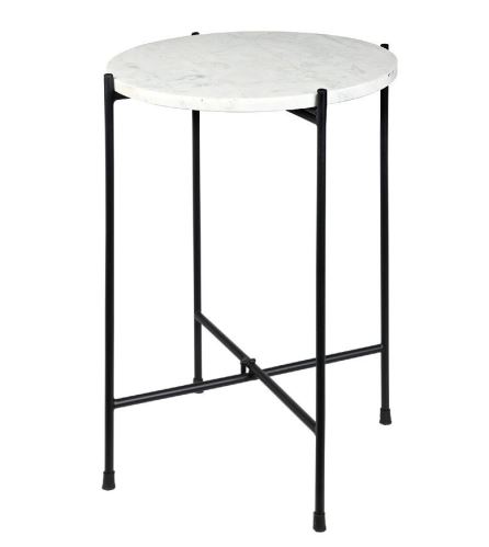 HOMESTYLING KO-A71100020 Odkládací stolek mramorový bílý 35x46 cm