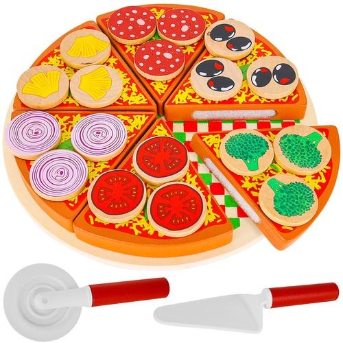 Kruzzel 22471 Dětská dřevěná pizza sada 27 ks 17131