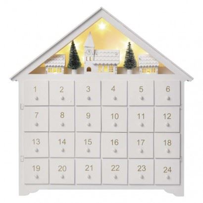EMOS LED adventní kalendář dřevěný, 35x33 cm, 2x AA, vnitřní, teplá bílá, časovač, DCWW02