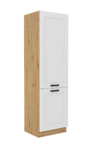 Kondela 362763 Skříňka na vestavnou chladničku, bílá/dub artisan, LULA 60 LO-210 2F 57 x 60 x 210 cm