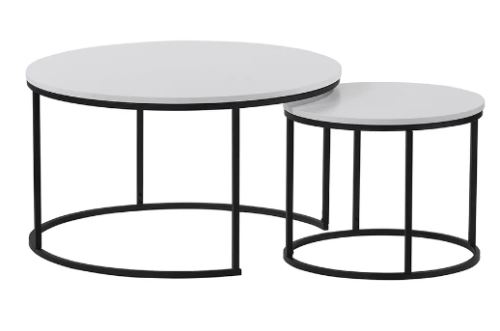 Kondela 276597 Konferenční stolky set 2 ks bílá, černá IKLIN