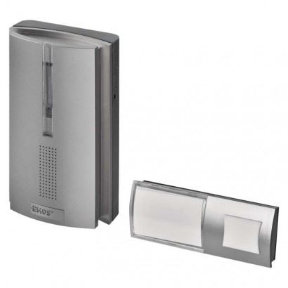 Emos Domovní bezdrátový zvonek P5763 na 3x AA, s možností prodloužení signálu, stříbrný 3402060001