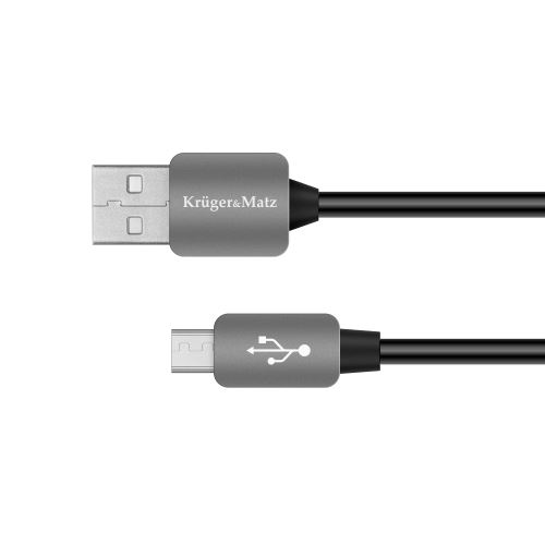 Kruger & Matz USB kabel - micro USB konektor pro připojení šedý 1,8m KM0331