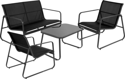 PROGARDEN Zahradní nábytek lavice + 2 židle a stůl sada 4 ks, černá KO-FD4300500