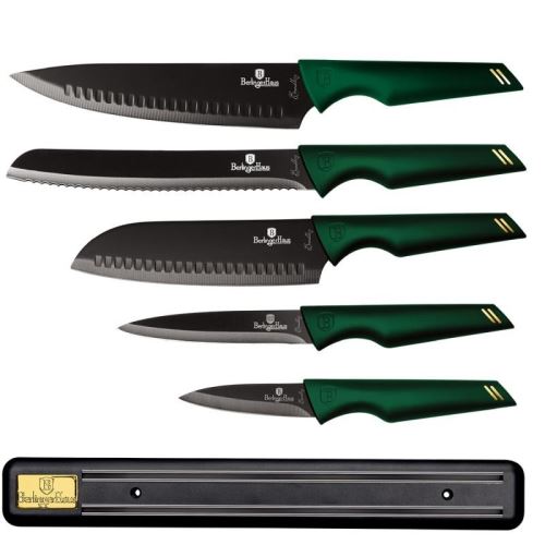 BERLINGERHAUS BH-2696 Sada nožů s nepřilnavým povrchem 6 ks Emerald Collection s magnetickým držákem