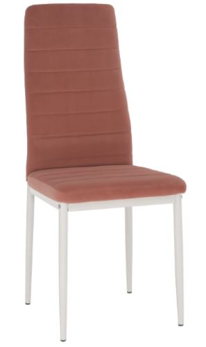 Kondela 285410 Jídelní židle růžová Velvet látka, bílý kov COLETA NOVA