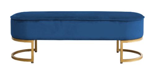 Kondela 366094 Designová lavice modrá Velvet látka, zlatá MIRILA NEW