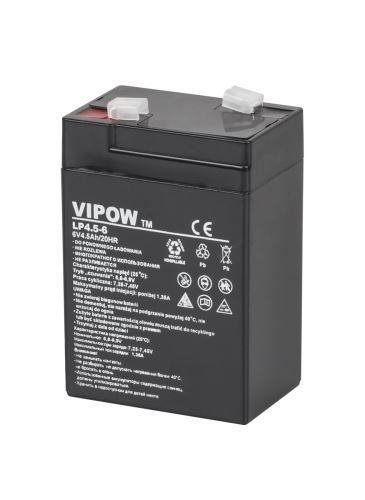Gelová baterie VIPOW 6V 4,5Ah BAT0200 17 mOhm