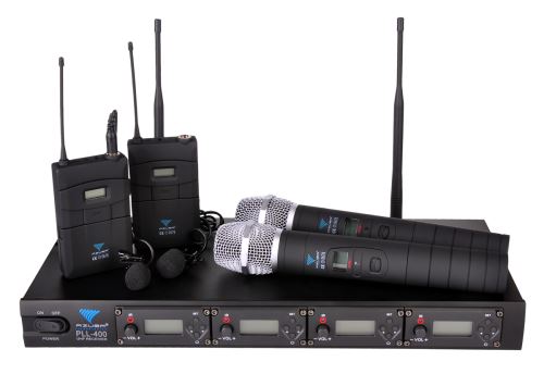 Azusa Mikrofon PLL-400 UHF 4 kanály (2 ruční + 2 na klip) černý MIK0116