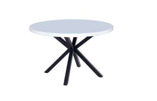 Kondela 326688 Jídelní stůl, bílá matná, černá, průměr120 cm, MEDOR