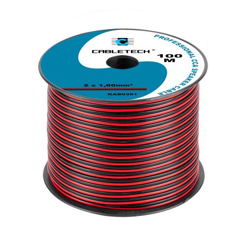 Cabletech Kabel reproduktoru CCA 1,0 mm, černý a červený KAB0391