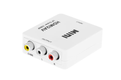 Cabletech Převodník signálu Zásuvka HDMI - Zásuvka AV - CHINCH CVBS + AUDIO bílý KOM0982