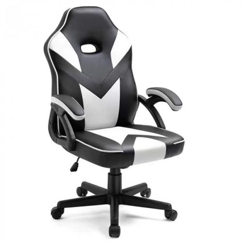 Mirpol Černobílá výškově nastavitelná herní židle Pixel UT-C555 BLACK+WHITE