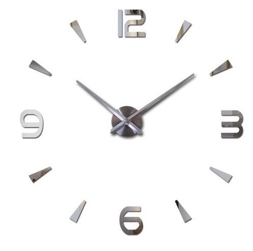 KIK Nalepovací nástěnné hodiny - 3D stříbrné KX7846