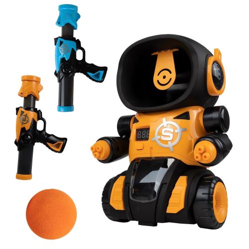 Kruzzel 21833 Střílející hra robot se 2 pistolemi a míčky 16800 oranžový