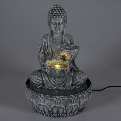 HOMESTYLING KO-795202330 Fontána pokojová s LED osvětlením Budha černá