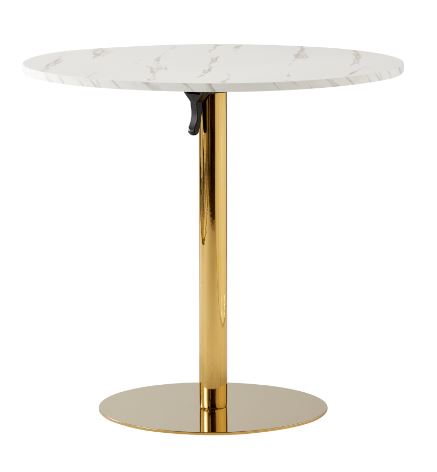 Kondela 371204 Jídelní stůl světlý mramor, chrom zlatý průměr 80 cm LAMONT