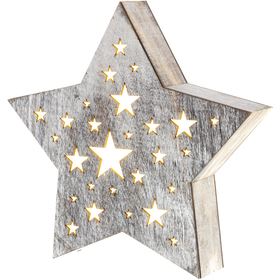 RETLUX RXL 347 Dřevěná hvězda s hvězdičkami malá 1 LED, teplá bílá 50003942