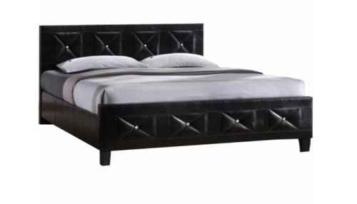 Kondela 34119 Manželská postel, s roštem, ekokůže černá, 180x200, CARISA 216 x 185 x 91 cm