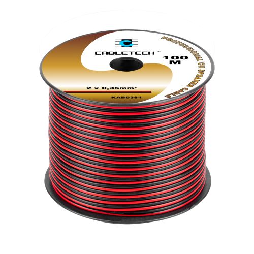 Cabletech Kabel reproduktoru 0,35mm černý a červený (100m role) KAB0381