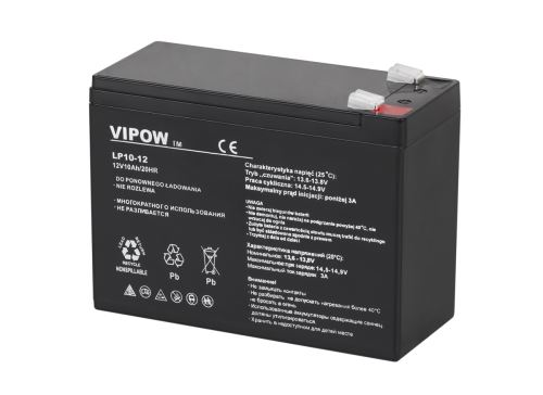 Gelová baterie VIPOW 12V 10Ah černá BAT0215
