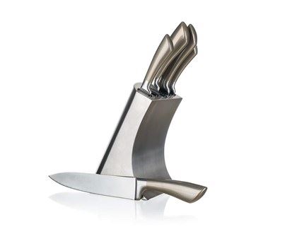 BANQUET Sada nožů METALLIC Platinum, 5 ks a nerezový stojan 25049009