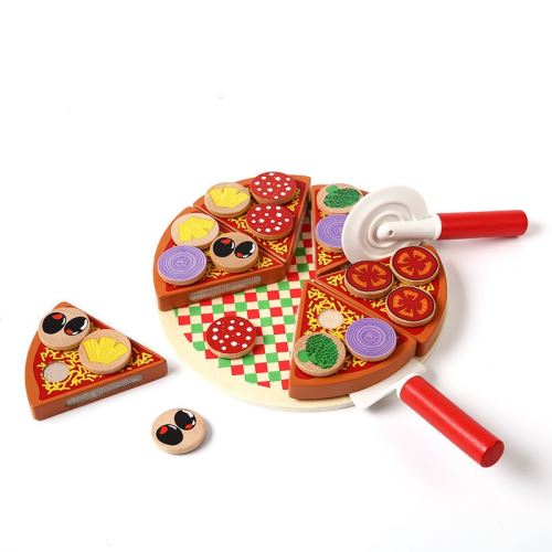 KIK Sada dřevěných hraček na pizzu s příslušenstvím KX7728