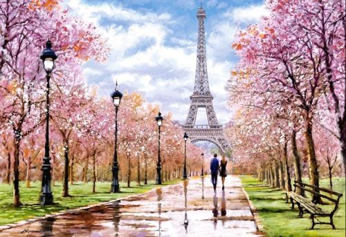 CASTORLAND KX4739 Puzzle 1000 dílků Romantická procházka v Paříži 68 x 47 cm